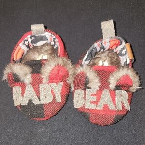 Dearfoams Red Plaid Baby Bear Slippers